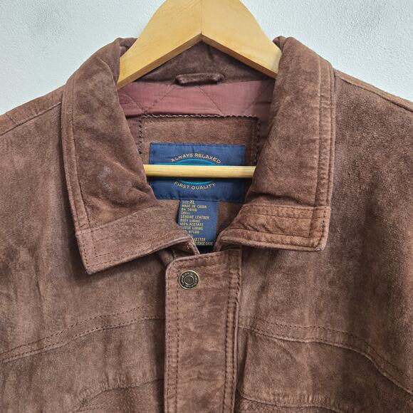 Weekends Mens Vintage 90s Brown Leather Suede Bomber Aviator Flight Jacket XL - Picture 4 of 12